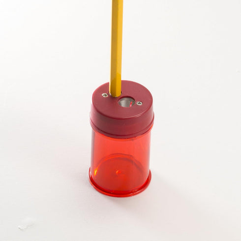 OIC Double Barrel Crayon Sharpener - 8/BX Manual Pencil Sharpener, Translucent Red 8 Count