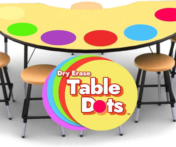 Table Dots Dry Erase Circles, 20 Pack for Classroom Teachers, 12" PVC, 5 Colorful Stickers, Removable Desktop Whiteboard