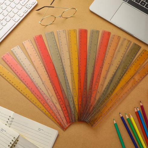 Panelee 306 Pcs 12 Inch Plastic Ruler, Colorful Transparent Ruler with Inches and Centimeters for School