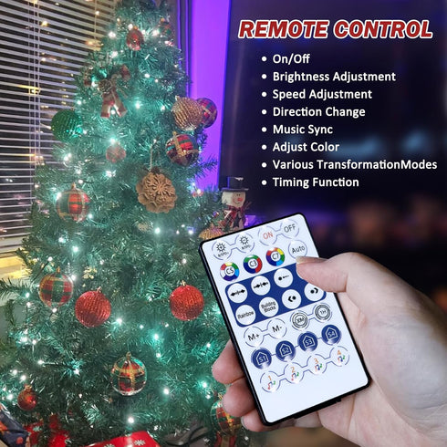 snorvindle 200 6.6FT 10 24 Smart Christmas Tree Lights, LEDs Christmas String Lights with Remote Control & APP