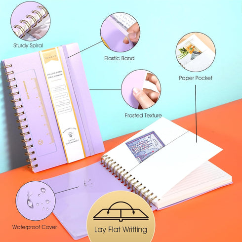 Yoment Spiral Notebook, College Ruled A5 Spiral Bound Journal with 160 Pages Thick Paper Plastic Hardcover for Note