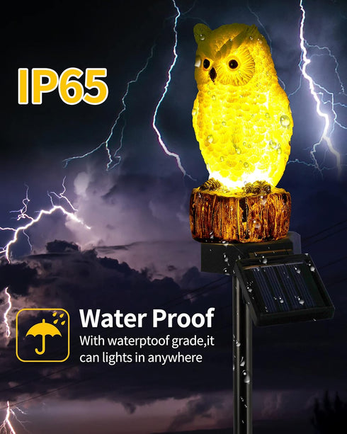 Owl Solar Decorative Garden Stake Lighting, Cute Animal Waterproof Figurine Lights Ornament for Pathway, Patio, Lawn