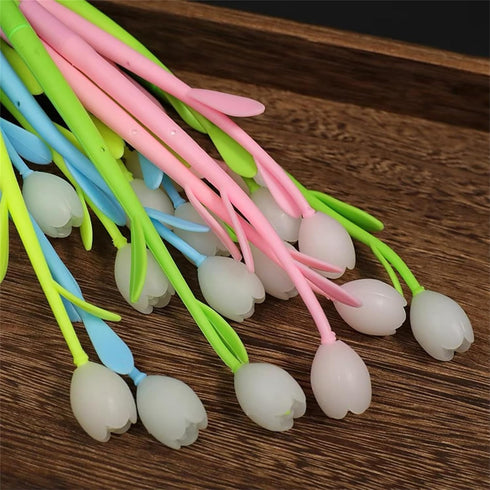 YYaaloa Color Changing Tulip Flower Pens 32pcs Novely Fun Tulip Gel Ink Pen Bulk for Birthday Party Favors School Classroom Office Girls Presents (Tulip 32pcs)