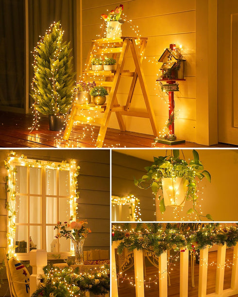 19.6Ft 240 8 Brightown Solar String Lights for Outside, LED Solar String Lights Outdoor Waterproof, Solar Fairy Lights