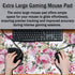 Pink Desk Mat Mouse Pad for Women - Extra Large 35.4" x 15.7" Non-Slip Rubber Base for Game Office, Roses Wreath
