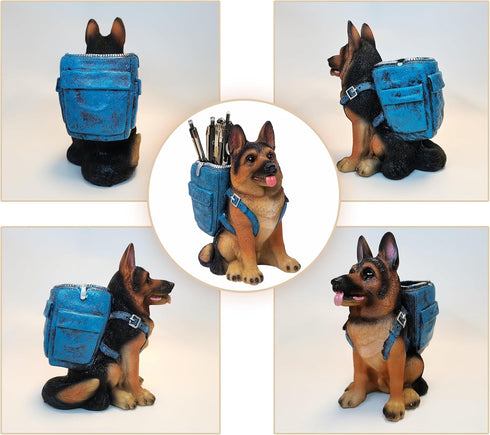 Cute Dog Pen Holder for Desk, Unique Desk Accessories Decor for Home Office School, German Shepherd Gifts for Dog Lovers