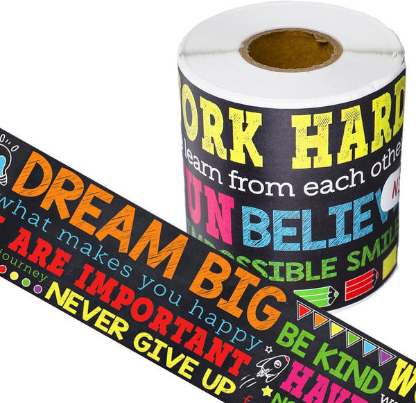 Whaline 65.6Ft Inspirational Bulletin Board Border, Growth Mindset Straight Decorative Trim for Classroom Party