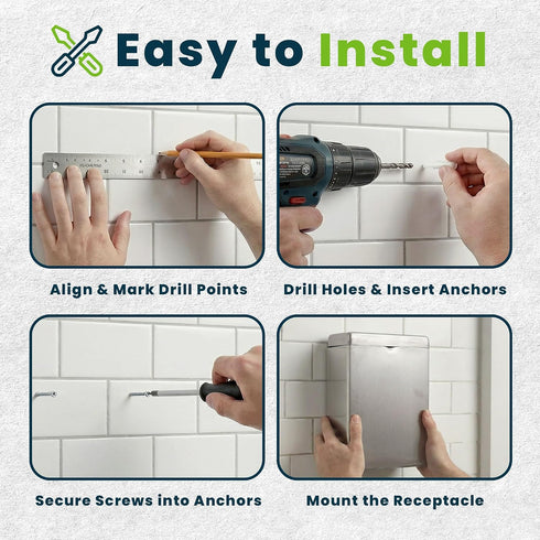 Alpine Sanitary Napkin Receptacle Wall Mounted Tampon Holder For Bathroom Provides Clean & Odor-Free Restroom for Home