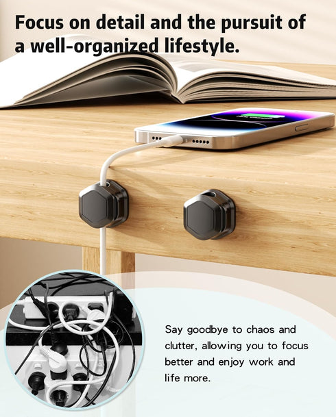 Cuworlis 8 Pack Magnetic Cable Clips Cord Organizer-Adhesive Wire Holder, Under Desk Cord Holder Keeper for Home Office