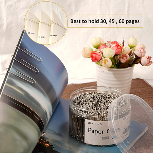 Silver Jumbo Paper Clips, 270pcs, 2 Inch (50 mm) Large Paperclips for Office and Personal Use