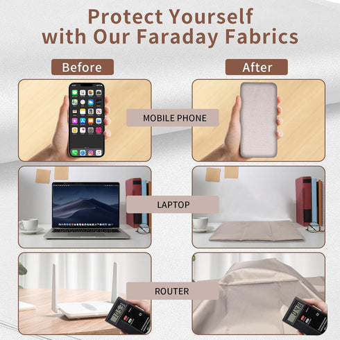 Faraday Fabric (43"W × 108"L + 300"L Tape), EMP Proof Military Grade Cloth, Blocks Cellular Signals, WiFi, Bluetooth