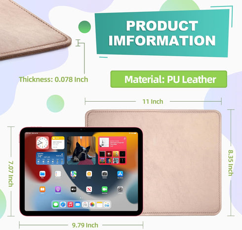 PU Leather Mouse Pad with Stitched Edge - Micro-Fiber Base, Non-Slip Waterproof for Computers (Champagne Gold)