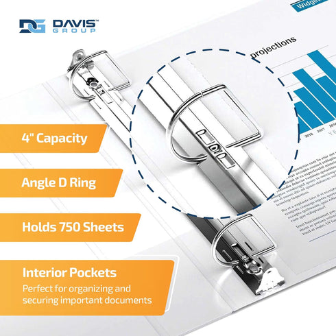 QuickFit 3-Ring Binder, Angle D Ring, 4 Inch, White, Pack of 4, 87060-04