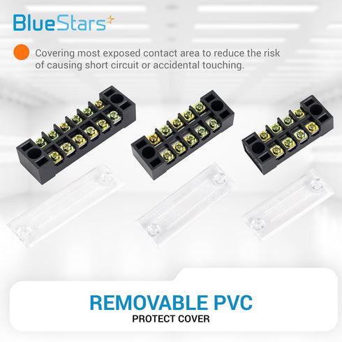 BlueStars 6 Packs Terminal Strip Blocks, 4/5/6 Positions 600V 15A with Cover for Home Electrical Project