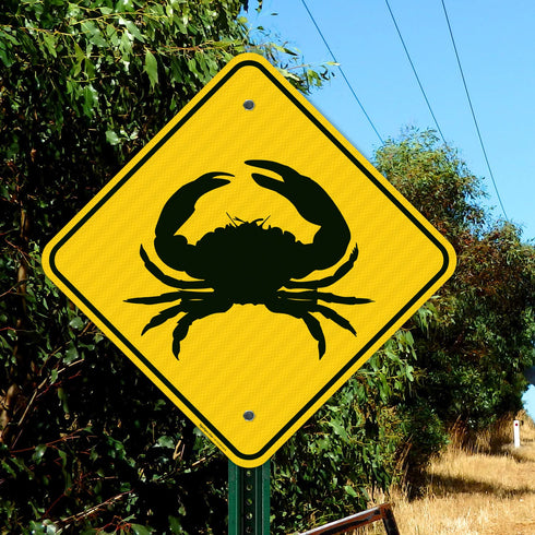 18x18 Inches, 3M Reflective.063 Crab Crossing Sign, AEGP Aluminum, Fade Resistant, Made in USA
