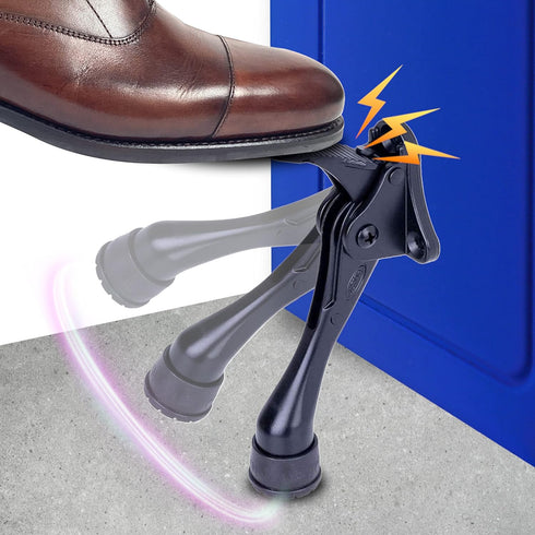One Touch Kickdown Door Stopper, Heavy Duty Height-Adjustable Door Holder by HASHI (Black 4 inch)