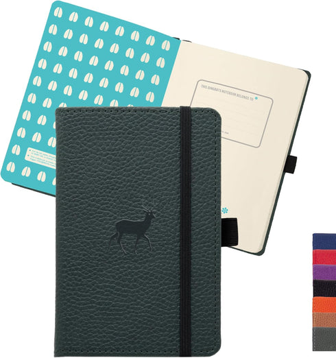 Dingbats* - Wildlife A6 Grid Pocket Notebook - PU Leather Hardcover Small Journal for Work, Travel, Elastic Closure