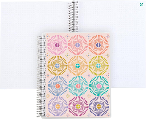 Erin Condren Modern Geometric Coiled Notebook, Platinum Coil, 7x9 Dot Grid