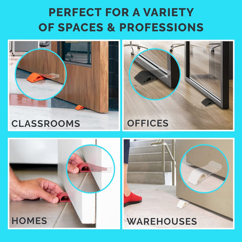 Wundermax Door Stoppers - Pack of 3 Rubber Wedge for Carpet, Hardwood, Concrete, and Tile