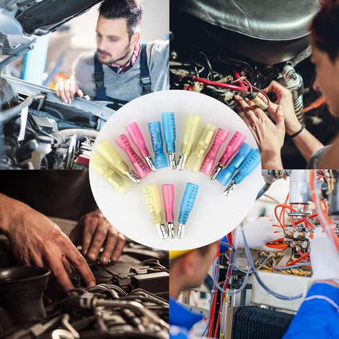 200PCS Heat Shrink Bullet Connectors Kit, Automotive Female & Male Terminals, Insulated Waterproof Crimp Connectors