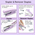 Purple Office Supplies Set, Desk Accessories with Stapler, Remover, Tape Holder, Clips, 1000 Staples, Scissors