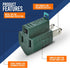 3-Prong to 2-Prong Grounding Adapter Plug, 2 Piece for Wall Outlets, Converters for Outlets, Electrical, Household,