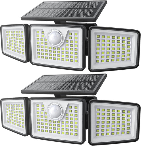 daphino 2500LM Solar Lights Outdoor with Motion Sensor,3 Head 270 Wide Angle