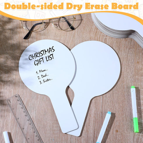 Zhehao Dry Erase Answer Paddles, 24 Pieces Bulk DIY Christmas Paddles for Games, Double Sided Mini Boards