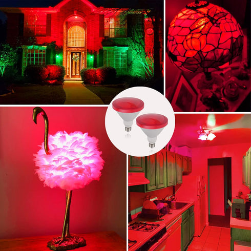 CICINY Par38 Red Flood Light Bulb - 15W (100W Equivalent) - E26 Base Red LED Flood Lights 2 Pack, Party Decoration,