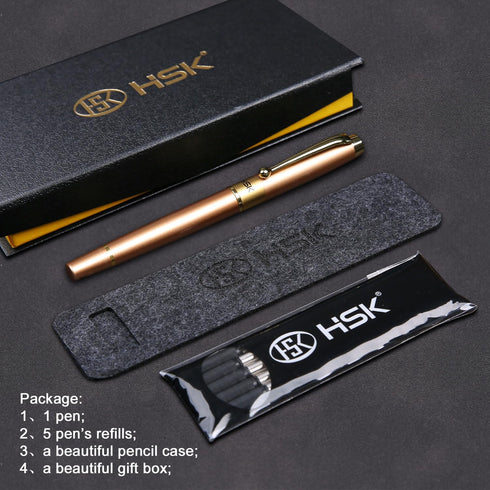 HSK Luxury Ballpoint Pen Gift Set, Black Refill, 0.5mm Line Width, Classy Gift Box for Men & Women