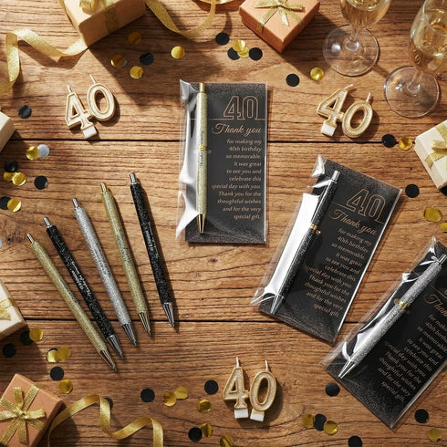 Feifeiya 24 Set 40th Birthday Party Favor for Guests Anniversary Appreciation Gifts Birthday Glitter Ballpoint Pen
