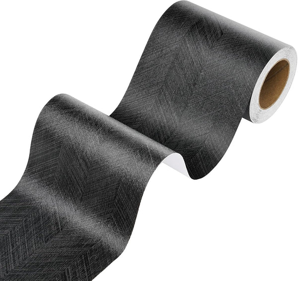 Stickyart Black Wood Grain Repair Tape, Peel and Stick Wood Wallpaper Border for Bulletin Board Trim