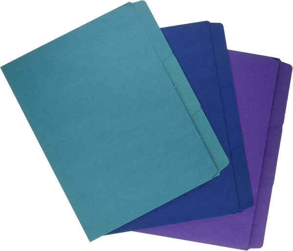 Smead SuperTab Organizer Folder, Assorted Colors, 1/3-Cut Oversized Tab, 2 Dividers, Letter Size, 3 per Pack