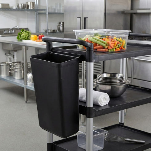 13 Inch 9.2 Inch 1 Restaurantware RW Clean x Waste Basket Slim Trash Bin - Attachable For Office Black Plastic Trash