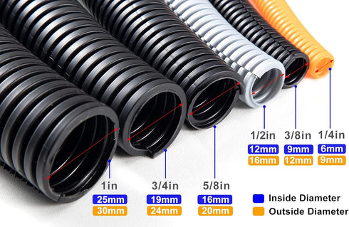 ZhiYo 20FT 1/2” Wire Loom Split Tubing, High Temperature Heat Resistant, Black
