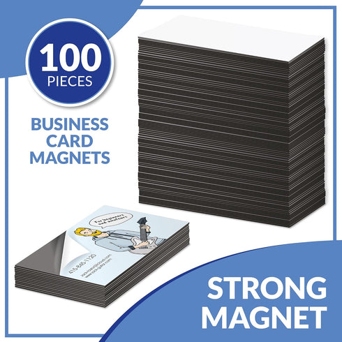 Business Card Magnets Pack of 100, Customize with Peel and Stick Adhesive for Personalized Magnetic Business Cards