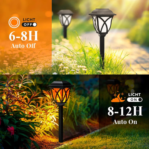 6 Pack GIGALUMI Solar Lights Outdoor Waterproof, Flickering Flame LED Lights, Garden Decor for Yard, Patio, Landscape