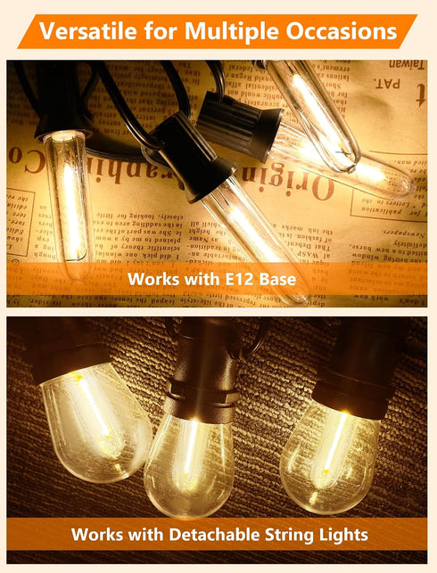 12 Pack Bulbs E12, T13 Bulbs Dimmable E12 Bulbs S14 G40 C7 LED Replacement LED Light for Outdoor String Lights