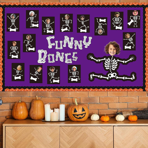 Halloween Classroom Bulletin Board Decoration Set, Funny Bones Bulletin Board Skull Cutouts for Decor