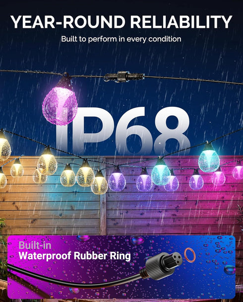 Zustov 10FT Bulb IP68 H7025, H7026, Extension Cable for Govee Outdoor Clear String Lights, Waterproof Outdoor Lights