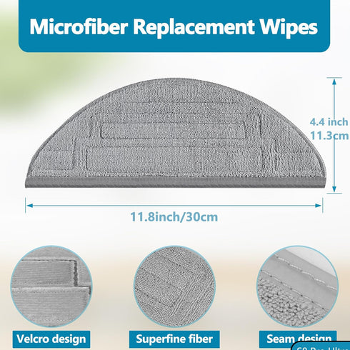 6 Pack Mop Cloth Pads Replacement for Roborock S8 Pro Ultra Robot Vacuum, Upgraded Reusable Microfiber Dual Sonic Pads