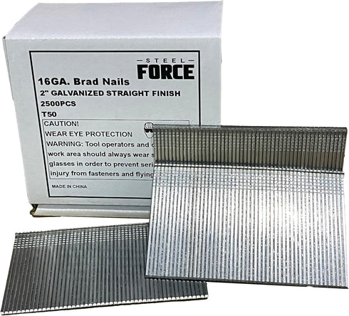 T50 16 Gauge Straight Galvanized Finish Nails, 2-Inch Length, 2,500-Pack