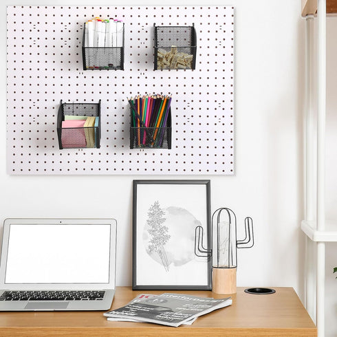 4 Pack Metal Wire Pegboard Baskets, Hanging Wall Mount Storage Bins, Pegboard Containers for Office Workshop Organizing