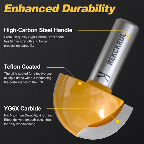 Set Set, 1/2 inch 1-1/2 inch 1 Core Box Router Bit Precision, Durability, and Versatility in One with Shank Cutting
