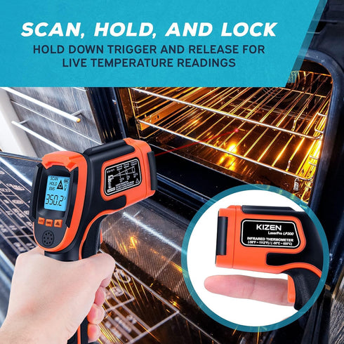 Kizen Infrared Thermometer Gun (LaserPro LP300) - Handheld Surface Thermometer for Griddle, Grill, Oven, Engine, A/C -