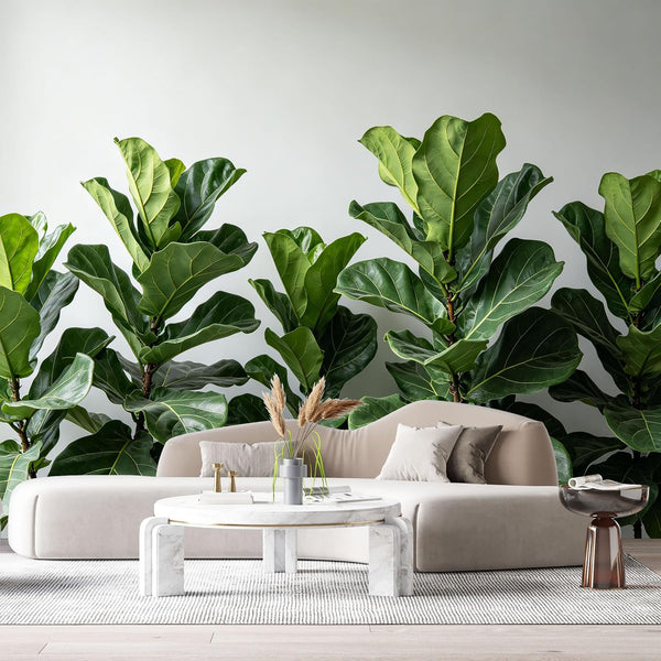 Agglomerix Custom Size Wall Murals Fiddle Leaf Fig Botanical Green Leaves Minimalist SelfAdhesive
