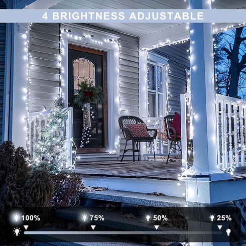 8 500LED 163ft JMEXSUSS Christmas Lights, Modes Waterproof Christmas Light Outdoor Plug in, Clear Wire String Lights