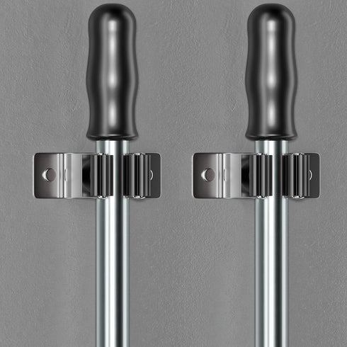 Heavy Duty Broom and Mop Holder Wall Mounted, SUS304 Stainless Steel Tool Organizer for Laundry Room (Black 3 Pack)