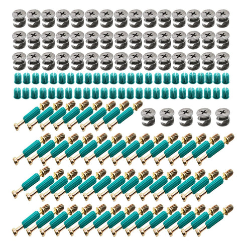 50 Set Cam Lock Fasteners Kit, 3-in-1 Furniture Connecting Hardware with Pre-Inserted Nut, Eccentric Wheel, and Dowels