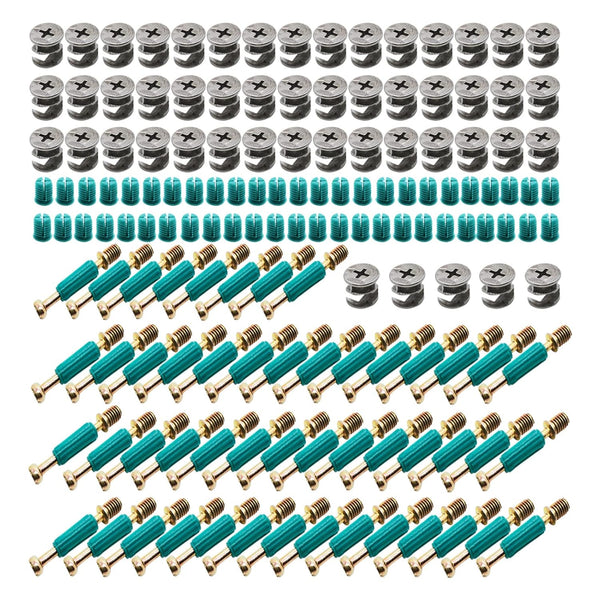 50 Set Cam Lock Fasteners Kit, 3-in-1 Furniture Connecting Hardware with Pre-Inserted Nut, Eccentric Wheel, and Dowels